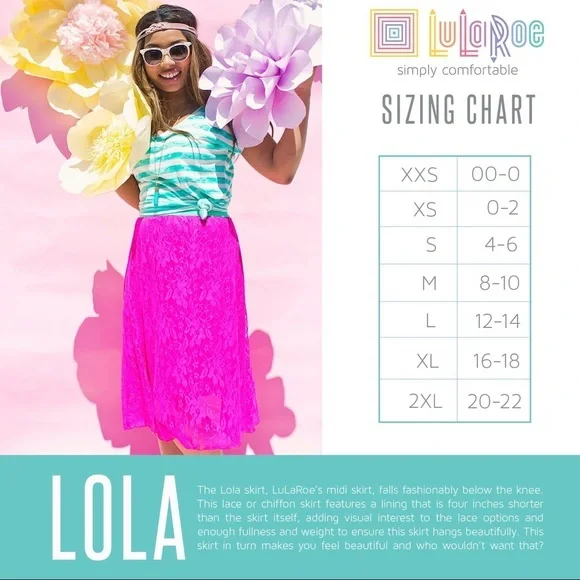 LuLaRoe XS white & blue floral lace Lola skirt - Picture 8 of 8